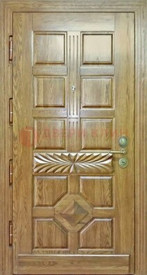 Светлая стальная дверь с массивом дуба и узором ДМД-63 в Наро-Фоминске