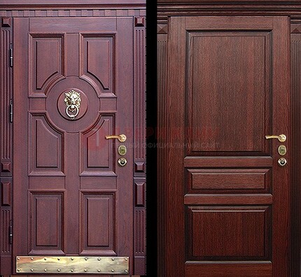 Темная входная дверь с массивом дуба с декоративной вставкой ДМД-6 в Наро-Фоминске