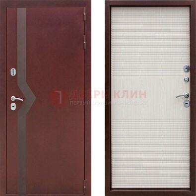 Бордовая металлическая дверь с порошковым напылением ДП-100 в Наро-Фоминске