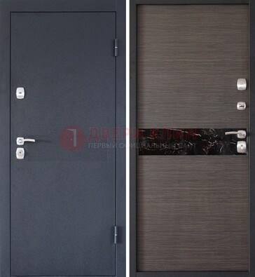 Черная железная дверь с порошковым напылением МДФ внутри ДП-114 в Наро-Фоминске