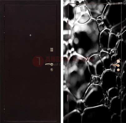 Черная стальная дверь с порошковым окрасом с фотопечатью ДП-158 в Наро-Фоминске