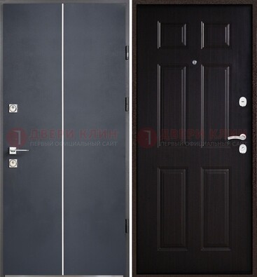 Железная дверь с порошковым покрытием и отделкой Темный орех внутри ДП-211 в Наро-Фоминске