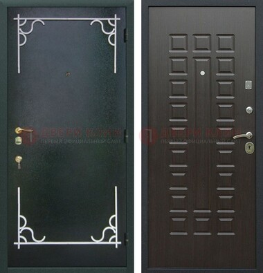 Темная входная дверь с порошковым покрытием и МДФ венге ДП-223 в Наро-Фоминске