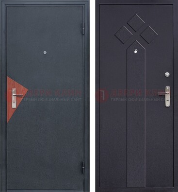 Черная входная дверь с порошковым напылением и узором внутри ДП-241 в Наро-Фоминске
