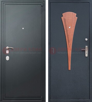 Черная железная дверь с порошковым покрытием и накладкой МДФ внутри ДП-245 в Наро-Фоминске