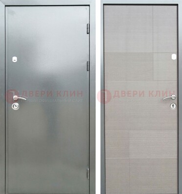 Металлическая серая дверь с порошковым покрытием и серым МДФ внутри ДП-250 в Наро-Фоминске