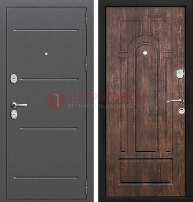 Железная дверь Антик серебро с порошковым напылением и МДФ Тисненый орех ДП-260 в Наро-Фоминске