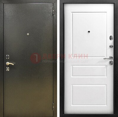 Входная дверь Темное серебро с порошковым напылением и белой МДФ ДП-272 в Истре