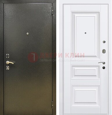 Железная темно-серая дверь с порошковым напылением и белой МДФ ДП-274 в Наро-Фоминске