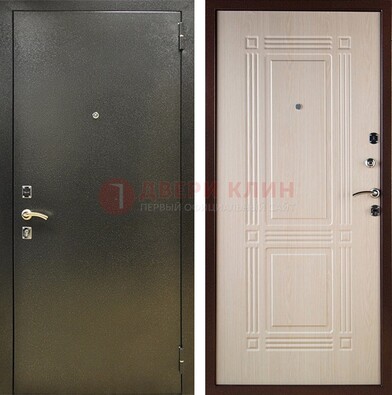 Стальная темно-серая дверь с порошковым напылением и МДФ Белый дуб ДП-277 в Наро-Фоминске