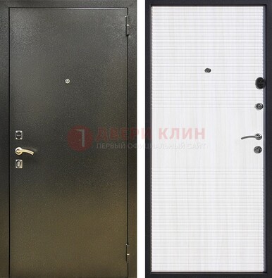 Стальная темно-серая дверь с порошковой отделкой и МДФ Белый ясень ДП-279 в Наро-Фоминске
