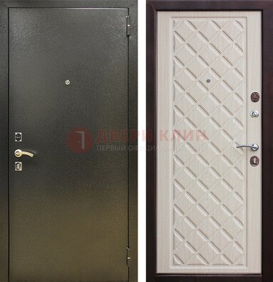 Темно-серая железная дверь с порошковым покрытием и филенчатой МДФ ДП-289 в Наро-Фоминске