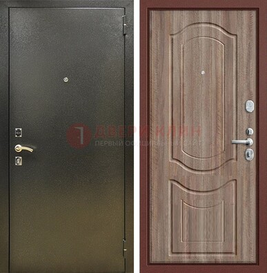Темно-серая входная дверь с порошковым покрытием и коричневая МДФ ДП-290 в Наро-Фоминске