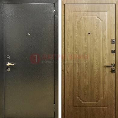 Темно-серая входная дверь с порошковым покрытием и МДФ Золотой дуб ДП-291 в Наро-Фоминске