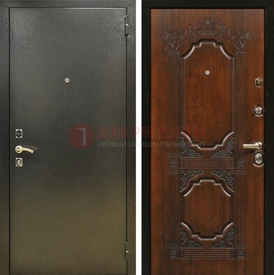 Входная дверь Темное серебро с порошковым покрытием и МДФ с узором ДП-293 в Наро-Фоминске