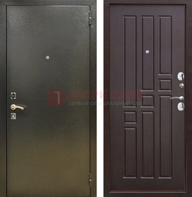 Входная темно-серая дверь с порошковым напылением и коричневой МДФ ДП-301 в Наро-Фоминске