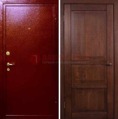 Красная железная дверь с порошковым окрасом ДП-58 в Наро-Фоминске