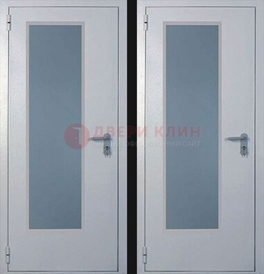 Белая металлическая противопожарная дверь с декоративной вставкой ДПП-5 в Наро-Фоминске