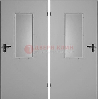 Белая металлическая противопожарная дверь с декоративной вставкой ДПП-7 в Наро-Фоминске
