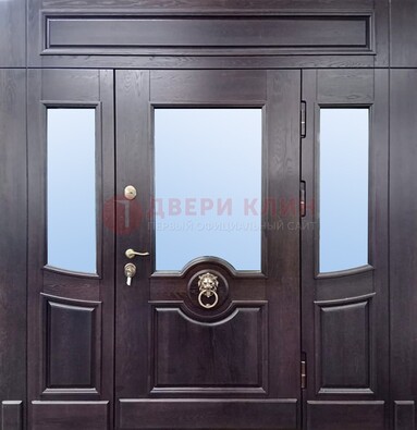 Филенчатая металлическая дверь с панелью МДФ и стеклом ДПР-102 в Наро-Фоминске
