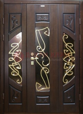 Парадная дверь со стеклом и ковкой ДПР-1 в каркасный дом в Тольятти