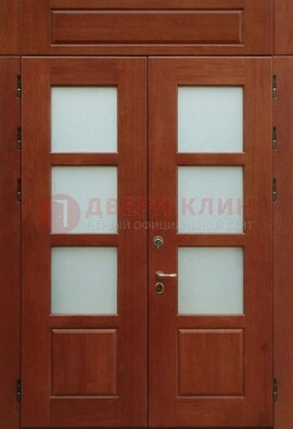 Металлическая парадная дверь со стеклом ДПР-69 для загородного дома в Тольятти