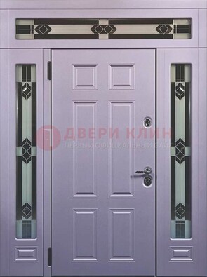 Филенчатая железная парадная дверь с фрамугами ДПР-82 в Наро-Фоминске