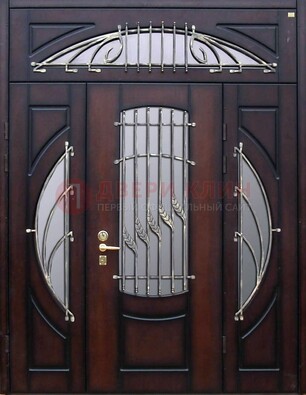 Парадная дверь со стеклянными вставками и ковкой ДПР-9 для улицы в Наро-Фоминске