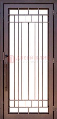 Стальная решетчатая дверь в коричневом цвете ДР-12 в Наро-Фоминске