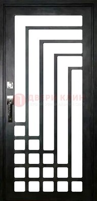 Черная стальная решетчатая дверь в современном стиле ДР-43 в Наро-Фоминске