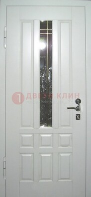 Белая металлическая дверь со стеклом ДС-1 в загородный дом в Наро-Фоминске