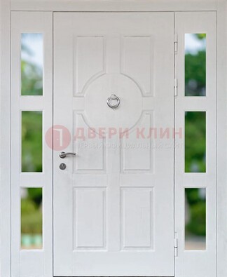 Белая стальная дверь со стеклом и фрамугами ДС-20 в Наро-Фоминске