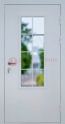 Белая железная дверь порошок со стеклом ДС-31 в Наро-Фоминске