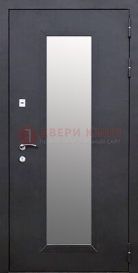 Черная стальная дверь порошок со стеклом ДС-33 в Наро-Фоминске