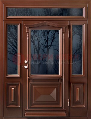 Коричневая металлическая дверь со стеклом ДС-67 в Наро-Фоминске