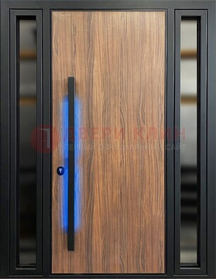 Коричневая металлическая дверь со стеклом ДС-69 в Наро-Фоминске