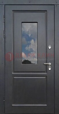 Чёрная металлическая дверь со стеклом ДС-77 в Наро-Фоминске