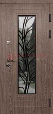 Металлическая дверь со стеклом и ковкой в стиле модерн ДСК-106 в Наро-Фоминске