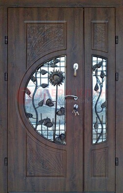Входная дверь стекло с ковкой и резьбой ДСК-202 в Наро-Фоминске