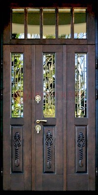 Стальная дверь Винорит со стеклом и ковкой с фрамугой ДСК-233 в Красноармейске