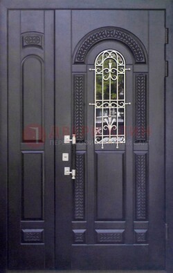 Входная дверь Винорит со стеклом и ковкой с узором ДСК-270 в Наро-Фоминске