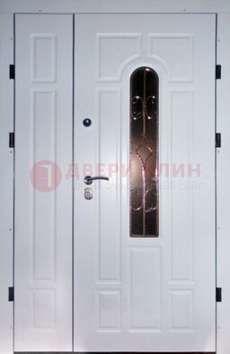 Входная дверь Винорит со стеклом в белом цвете ДСК-277 в Наро-Фоминске