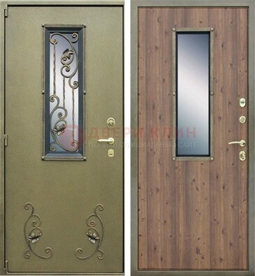 Офисная железная дверь со стеклом и ковкой ДСК-44 в Наро-Фоминске