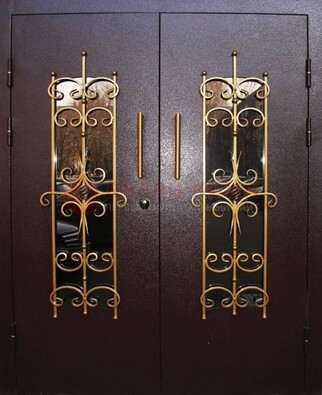 Металлическая дверь с ковкой и остеклением ДСК-49 в Наро-Фоминске