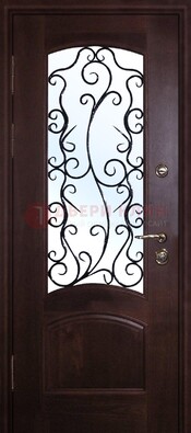 Металлическая дверь со стеклом и ковкой ДСК-6 в квартиру в Наро-Фоминске