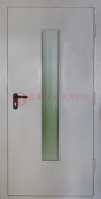 Белая металлическая противопожарная дверь со стеклянной вставкой ДТ-2 в Брянске