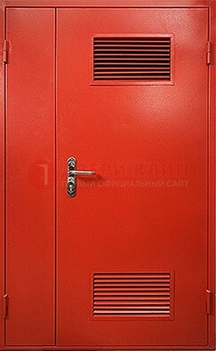 Красная железная техническая дверь с вентиляционными решетками ДТ-4 в Наро-Фоминске