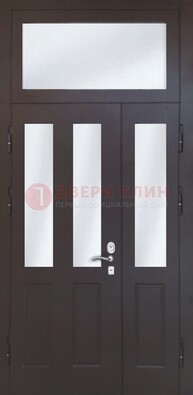 Черная тамбурная дверь со стеклянными вставками ДТМ-38 в Наро-Фоминске