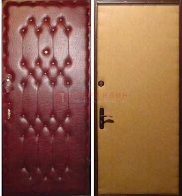 Бордовая металлическая дверь с винилискожей ДВ-1 в Наро-Фоминске