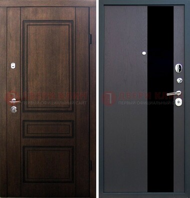 Входная дверь Итальянский орех с МДФ с черным стеклом ДМ-1199 в Наро-Фоминске